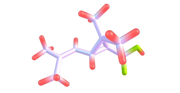 Chrysanthemic acid is an organic compound that is related to a variety of natural and synthetic insecticides. 3d illustration