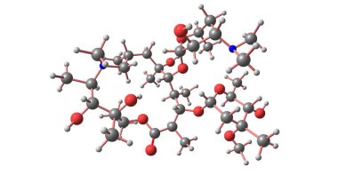Azitromisin bakteriyel enfeksiyonların sayısı tedavisi için yararlı bir antibiyotiktir. Orta kulak enfeksiyonları, strep boğaz, pnömoni, traveler's ishal içerir. 3D çizim