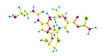 Ceftolozane olan bir roman sefalosporin antibiyotik ile geleneksel antibiyotiklere dirençli hale gelmiştir Ayagin Gram-negatif bakteri enfeksiyonları tedavisi için geliştirilmiştir. 3D çizim
