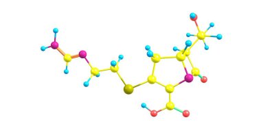 Imipenem intravenöz beta-laktam antibiyotik olduğunu. Bu kolayca diğer antibiyotiklerle tedavi enfeksiyonları tedavisinde önemli bir rol oynar. 3D çizim