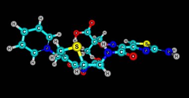Ceftazidime bir dizi bakteriyel enfeksiyonlar, menenjit, pnömoni, sepsis, idrar yolu enfeksiyonları tedavisi için yararlı bir antibiyotiktir. 3D çizim