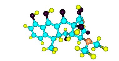 Doksisiklin çok sayıda türü enfeksiyonların tedavisinde kullanılan bir antibiyotik olduğunu: bakteriyel pnömoni, akne, chlamydia enfeksiyonları, erken Lyme hastalığı, Kolera ve frengi. 3D çizim
