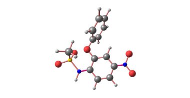 Nimesulide bir steroid olmayan anti-inflamatuar ilaç ya da NSAİİ ağrı kesici ve ateş özellikleri azaltmak olduğunu. 3D çizim