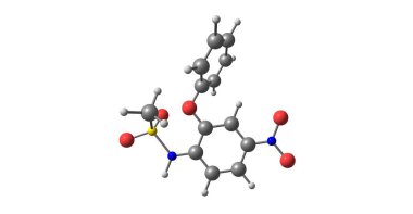 Nimesulide bir steroid olmayan anti-inflamatuar ilaç ya da NSAİİ ağrı kesici ve ateş özellikleri azaltmak olduğunu. 3D çizim