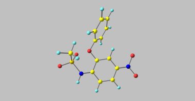 Nimesulide bir steroid olmayan anti-inflamatuar ilaç ya da NSAİİ ağrı kesici ve ateş özellikleri azaltmak olduğunu. 3D çizim