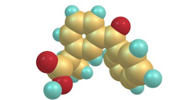 Ketoprofen, C16h14o3, steroid olmayan anti-inflamatuar ilaçlar veya NSAİİ propiyonik asit sınıfı analjezik ve antipiretik etkileri ile biridir. 3D çizim