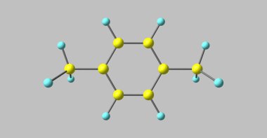 p-ksilen veya para-ksilen bir aromatik hidrokarbon var. Topluca xylenes bilinen dimethylbenzene üç izomerler biridir. 3D çizim