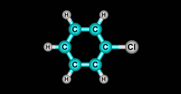 クロロ ベンゼンは 化学式 C6H5Cl の芳香族有機化合物です この無色 可燃性の液体は一般的な溶剤です イラストレーション — ストック写真