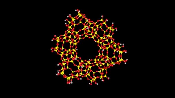 在黑色上旋转沸石分子 — 图库视频影像