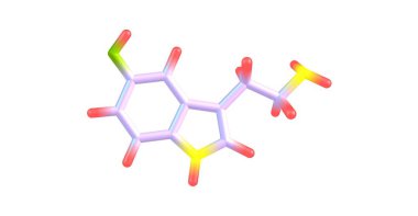Serotonin ya da 5-hydroxytryptamine bir monoamin nörotransmitter ve halk refah ve mutluluk için bir katkıda olduğu düşünülmektedir. 3D çizim