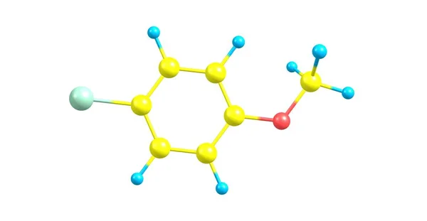 Chloroanisole Moleculaire Structuur Geïsoleerd Wit Illustratie — Stockfoto