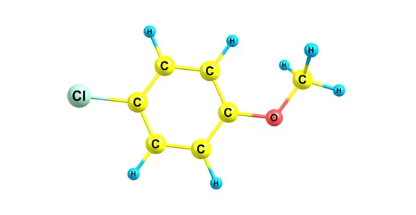 Estrutura Molecular Cloroanisol Isolada Branco Ilustração — Fotografia de Stock