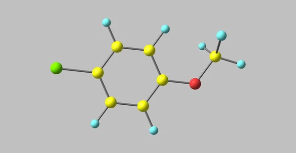 Chloroanisole Molekulární Struktura Izolované Bílém Obrázek — Stock fotografie