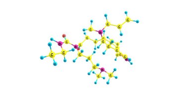 Cabergoline, bir ergot türevi güçlü dopamin reseptör agonist haritasında D2 reseptörleri var. 3D çizim