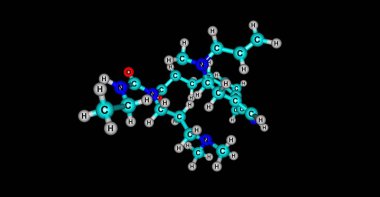 Cabergoline, bir ergot türevi güçlü dopamin reseptör agonist haritasında D2 reseptörleri var. 3D çizim
