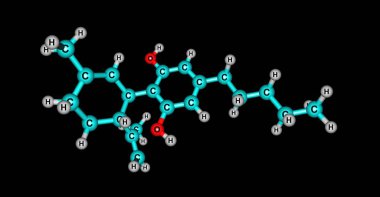 Cannabidiol veya Cbd olduğunu doğal olarak meydana gelen bir cannabinoid kurucu esrar. 1940 yılında keşfedilmiştir. 3D çizim