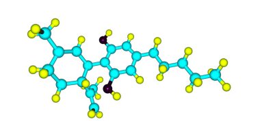 Cannabidiol veya Cbd olduğunu doğal olarak meydana gelen bir cannabinoid kurucu esrar. 1940 yılında keşfedilmiştir. 3D çizim