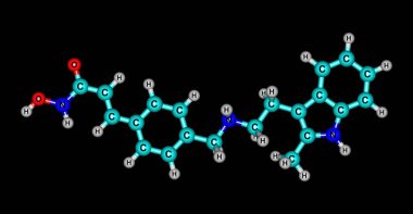 Panobinostat molekül çeşitli kanserlerin tedavisinde tarafından bir ilaçtır. 3D çizim