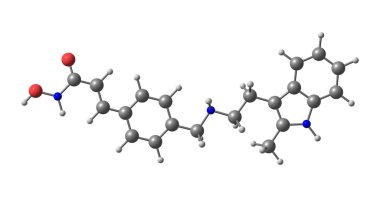 Panobinostat molekül çeşitli kanserlerin tedavisinde tarafından bir ilaçtır. 3D çizim