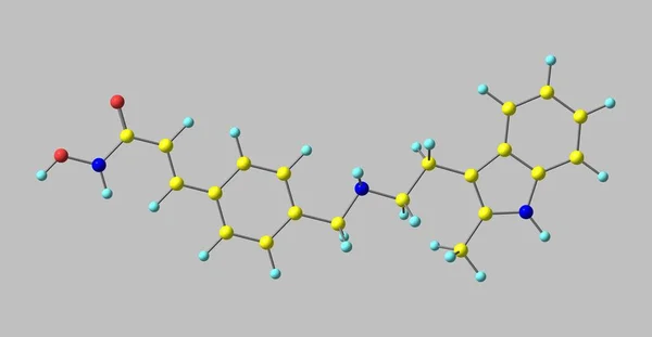 Panobinostat 分子是一种治疗各种癌症的药物 — 图库照片