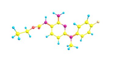 Flupirtine olduğu gibi bir merkezi olarak faal çalışan bir aminopyridine bir analjezik akut ve kronik ağrı için başlangıçta kullanılan opioid dışındaki ağrı kesici. 3D çizim