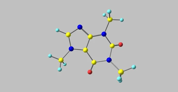 Koffeinmolekül Ist Ein Stimulans Des Zentralen Nervensystems Der Klasse Methylxanthin — Stockfoto