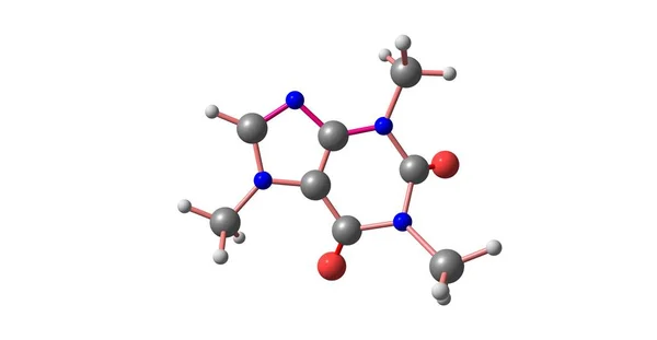 Cząsteczki Kofeiny Jest Stymulantem Ośrodkowego Układu Nerwowego Metyloksantyny Klasy Ilustracja — Zdjęcie stockowe