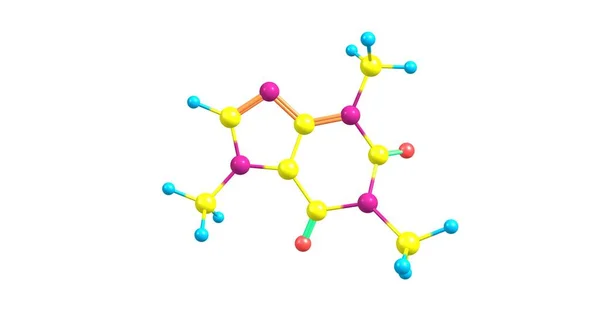 Koffeinmolekül Ist Ein Stimulans Des Zentralen Nervensystems Der Klasse Methylxanthin — Stockfoto