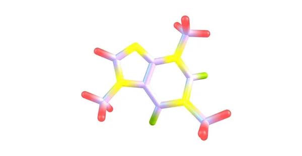 Cząsteczki Kofeiny Jest Stymulantem Ośrodkowego Układu Nerwowego Metyloksantyny Klasy Ilustracja — Zdjęcie stockowe