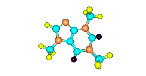 Molécula Cafeína Estimulante Del Sistema Nervioso Central Clase Metilxantina Ilustración —  Fotos de Stock