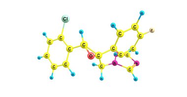Epoxiconazole bitkileri korumak için geliştirilen azoles sınıfından bir mantar ilacı etkin maddedir. 3D çizim