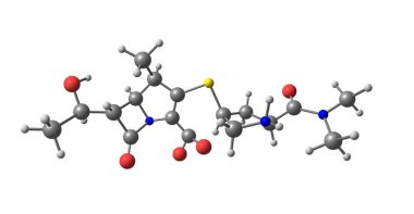 Meropenem çeşitli bakteriyel enfeksiyonların tedavisinde kullanılan geniş spektrumlu bir antibiyotiktir. 3D çizim
