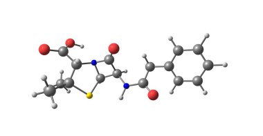 Benzylpenicillin veya penisilin G olduğu bakteriyel enfeksiyonların sayısı tedavisinde kullanılan bir antibiyotik: pnömoni, strep boğaz, frengi, difteri, gaz kangren, yapacağız. 3D çizim