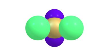 Dichlorodifluoromethane veya Freon-12 soğutucu ve aerosol sprey yakıt kullanılan bir renksiz gazdır. 3D çizim