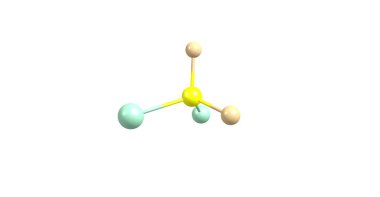 Dichlorodifluoromethane veya Freon-12 soğutucu ve aerosol sprey yakıt kullanılan bir renksiz gazdır. 3D çizim