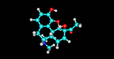 6-mililitrede eroin üç aktif metabolitleri biridir, bir sonraki morfin ve daha az aktif 3-mililitrede. 3D çizim