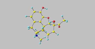 6-mililitrede eroin üç aktif metabolitleri biridir, bir sonraki morfin ve daha az aktif 3-mililitrede. 3D çizim