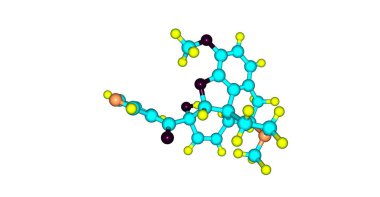 Nicocodeine kodein bir ester dihydrocodeine ve nicomorphine kodein analog ile yakından ilgili bir opioid analjezik ve öksürük kesici var. 3D çizim