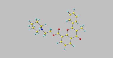 Bu ilaç bazı mesane veya idrar yolu belirtiler tedavi etmek için kullanılır. Flavoxate bir düz kas gevşetici var. 3D çizim