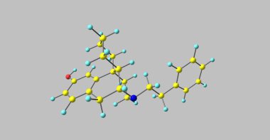 Phenomorphan bir opioid analjezik olduğunu. Tıpta Şu anda kullanılmıyor. 3D çizim