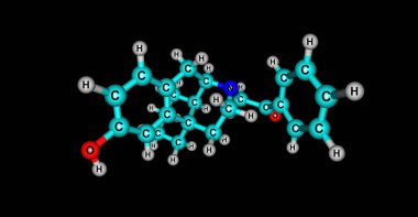 Levophenacylmorphan bir opioid agonist davranan bir morphinan türevidir. 3D çizim