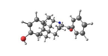 Levophenacylmorphan bir opioid agonist davranan bir morphinan türevidir. 3D çizim
