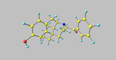 Levophenacylmorphan bir opioid agonist davranan bir morphinan türevidir. 3D çizim