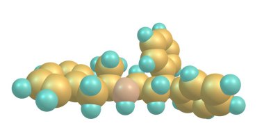 Prenylamine angina pektoris tedavisinde vazodilatör olarak kullanılan amfetamin kimyasal sınıfının bir kalsiyum kanal engelleyici olduğunu. 3D çizim