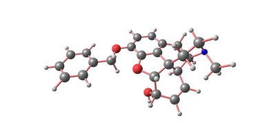 Benzylmorphine, morfin molekülüne bağlı bir Benzil grubu içeren kodein gibi olamaz. 3D çizim