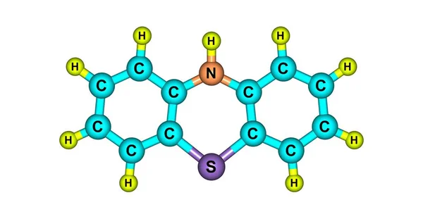 フェノチアジンまたは Ptz 複素環式化合物のチアジン クラスに関連する有機化合物です イラストレーション — ストック写真