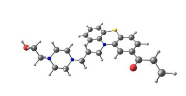 Carfenazine bir antipsikotik ve sakinleştirici phenothiazine grubunun olduğunu. 3D çizim