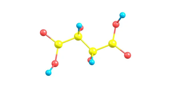 酒石酸在白色上的分子结构分离 — 图库照片