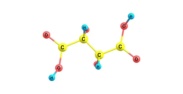 Tartaric acid molecular structure isolated on white — Stock Photo, Image