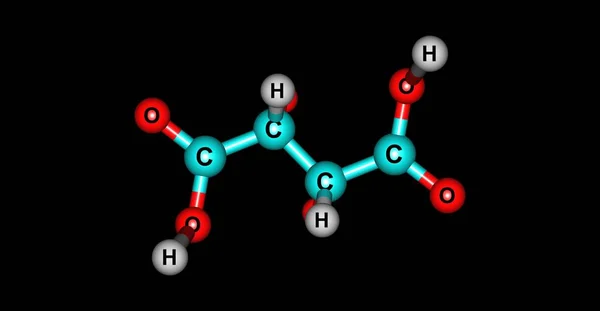 Estructura molecular del ácido tartárico aislada en negro —  Fotos de Stock